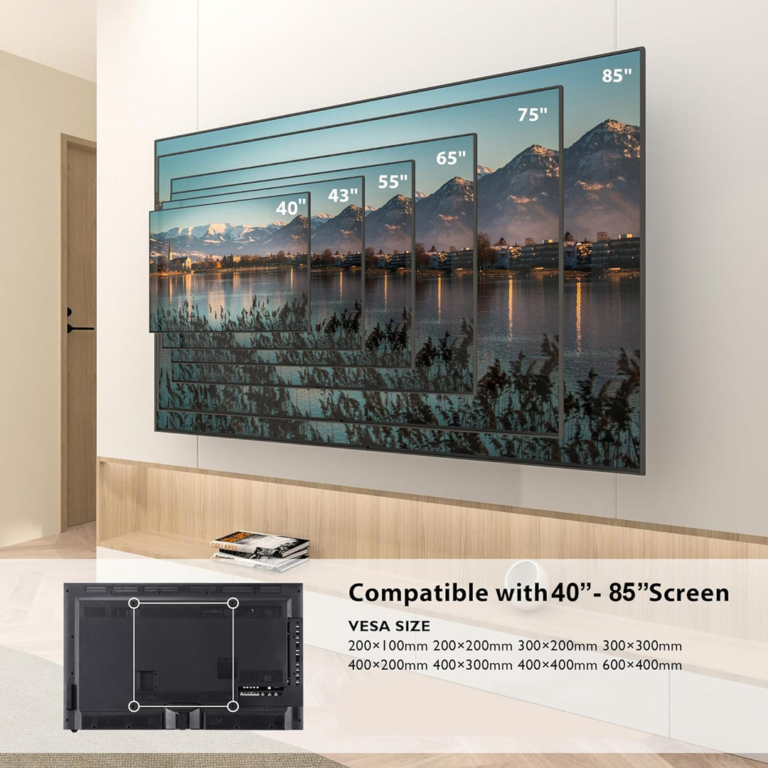 Suporte de parede ultrafino para TV Maclean, 40-85", VESA máx. 600x400, carga até 80 kg, MC-123