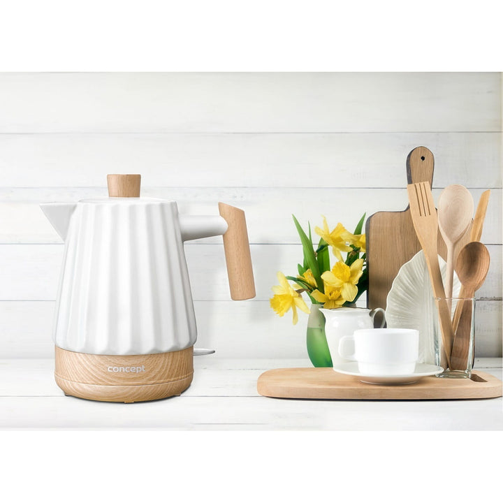 Chaleira elétrica Concept RK0090, chaleira em cerâmica, 1500 W, 1,5 L, branca