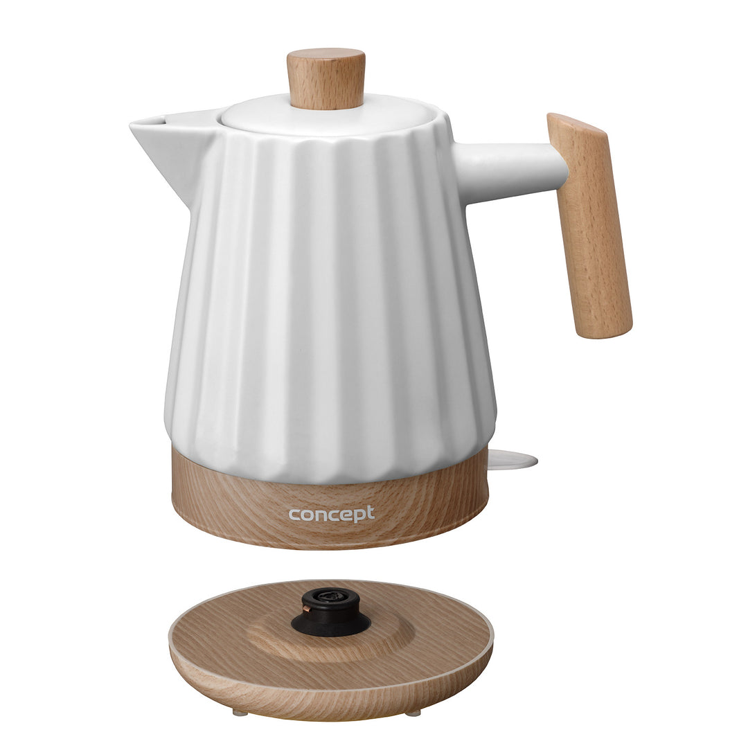 Chaleira elétrica Concept RK0090, chaleira em cerâmica, 1500 W, 1,5 L, branca