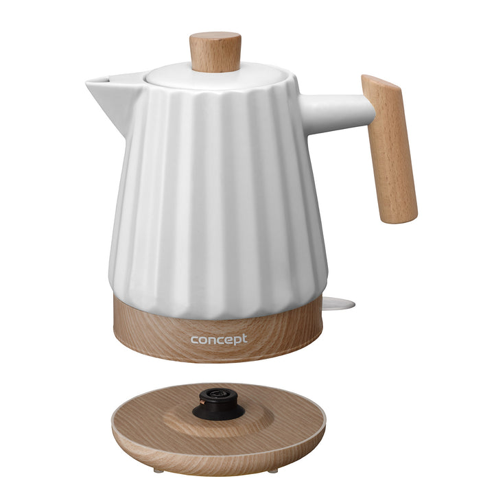 Chaleira elétrica Concept RK0090, chaleira em cerâmica, 1500 W, 1,5 L, branca
