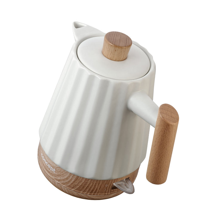 Chaleira elétrica Concept RK0090, chaleira em cerâmica, 1500 W, 1,5 L, branca