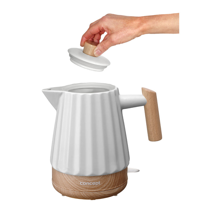 Chaleira elétrica Concept RK0090, chaleira em cerâmica, 1500 W, 1,5 L, branca