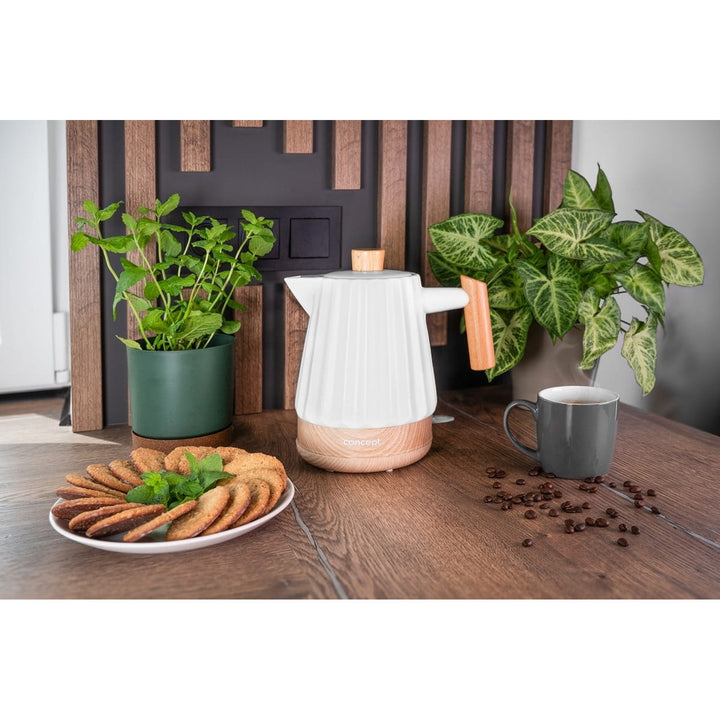 Chaleira elétrica Concept RK0090, chaleira em cerâmica, 1500 W, 1,5 L, branca