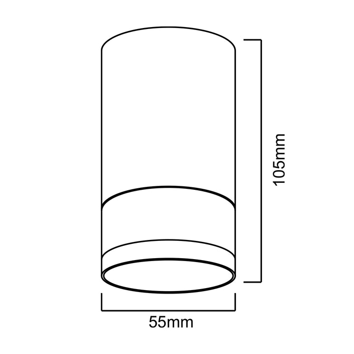 Maclean MCE361 B Luminária/tubo de montagem superficial, spot, redondo, alumínio, GU10, 55x130 mm, preto + Maclean Energy MCE437 WW Lâmpada LED GU10 7W, branco quente 3000K, 220-240V~, 50/60Hz, 490 lm
