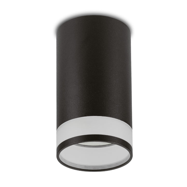 Maclean MCE361 B Luminária/tubo de montagem superficial, spot, redondo, alumínio, GU10, 55x130 mm, preto + Maclean Energy MCE437 WW Lâmpada LED GU10 7W, branco quente 3000K, 220-240V~, 50/60Hz, 490 lm