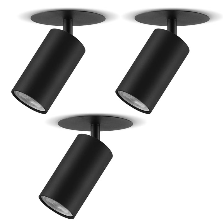 Maclean MCE364 B Luminaria empotrable / de tubo, spot, redonda, aluminio, GU10, 55x130mm, color negro, 3pcs + Bombilla LED GU10 7W Maclean Energy MCE437 WW blanco cálido 3000K, 220-240V~, 50/60Hz 3pcs