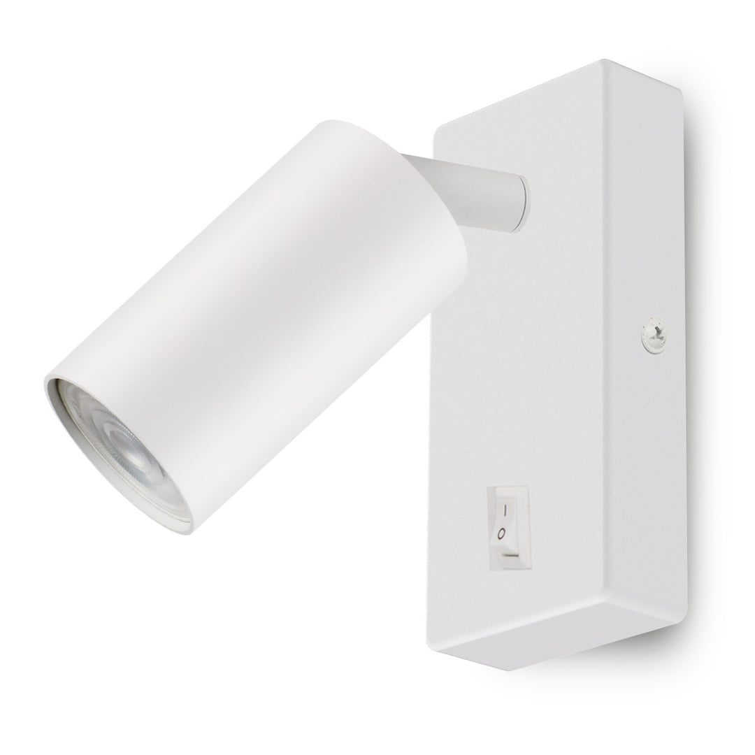 Candeeiro de parede/teto Maclean, spot, redondo, GU10, com interruptor 55x90mm, branco, MCE369 W+lâmpada LED GU10 7W Maclean Energy MCE437 NW branco neutro 4000K, 220-240V~, 50/60Hz, 490 lúmens