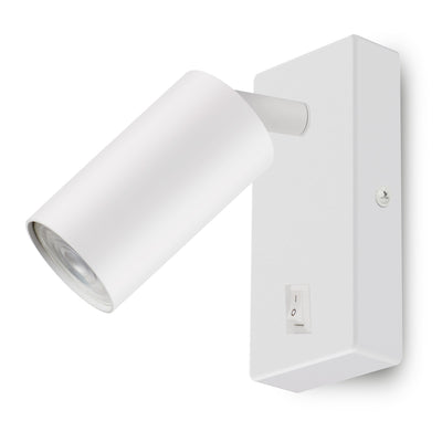 Candeeiro de parede/teto Maclean, spot, redondo, GU10, com interruptor 55x90mm, branco, MCE369 W+lâmpada LED GU10 7W Maclean Energy MCE437 NW branco neutro 4000K, 220-240V~, 50/60Hz, 490 lúmens