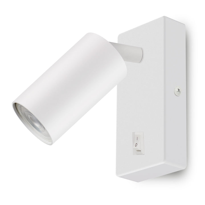 Candeeiro de parede/teto Maclean, spot, redondo, GU10, com interruptor 55x90mm, branco, MCE369 W+lâmpada LED GU10 7W Maclean Energy MCE437 NW branco neutro 4000K, 220-240V~, 50/60Hz, 490 lúmens