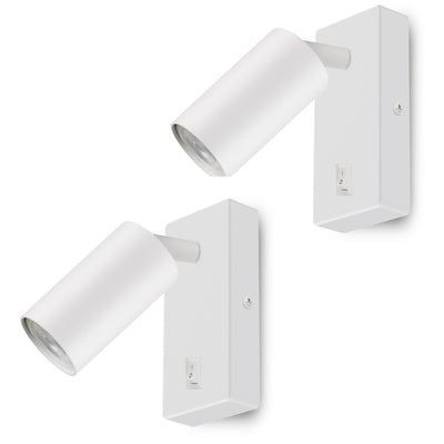 Maclean Aplique/plafón, spot, redondo, GU10, con interruptor 55x90mm, blanco, MCE369 W 2pcs+ Bombilla LED GU10 7W Maclean Energy MCE437 NW blanco neutro 4000K, 220-240V~, 50/60Hz 2pcs