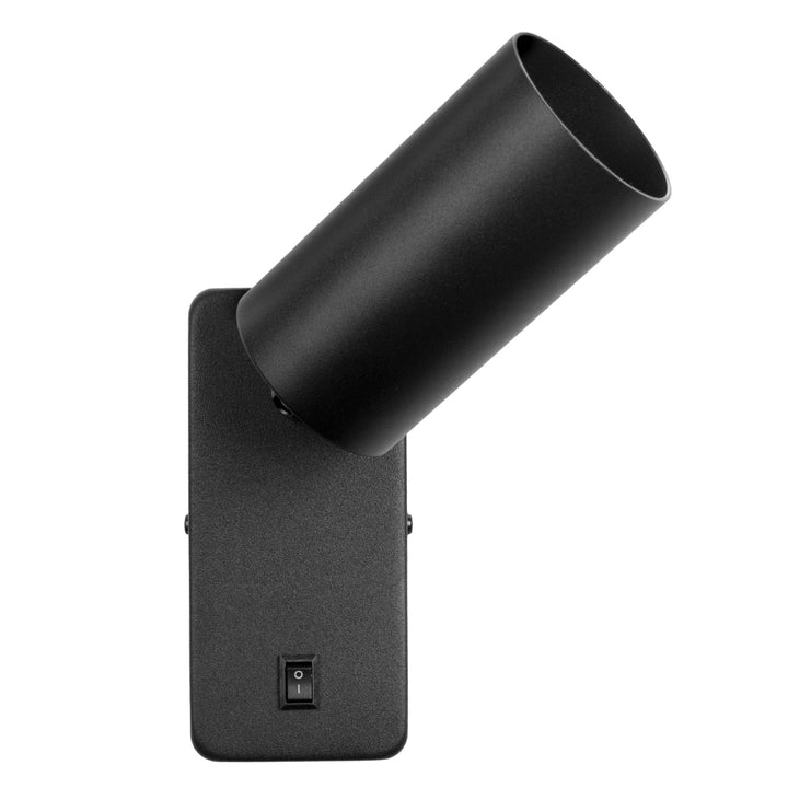 Maclean Aplique de parede / Spot, redondo, GU10, com interruptor 55x90mm, preto, MCE369 B+ Maclean Energy MCE437 WW Lâmpada LED GU10 7W branco quente 3000K, 220-240V~, 50/60Hz, 490 lúmens