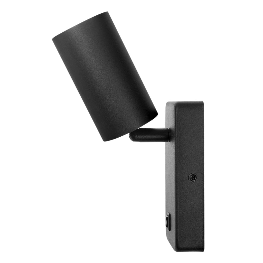 Maclean Aplique de parede / Spot, redondo, GU10, com interruptor 55x90mm, preto, MCE369 B+ Maclean Energy MCE437 WW Lâmpada LED GU10 7W branco quente 3000K, 220-240V~, 50/60Hz, 490 lúmens