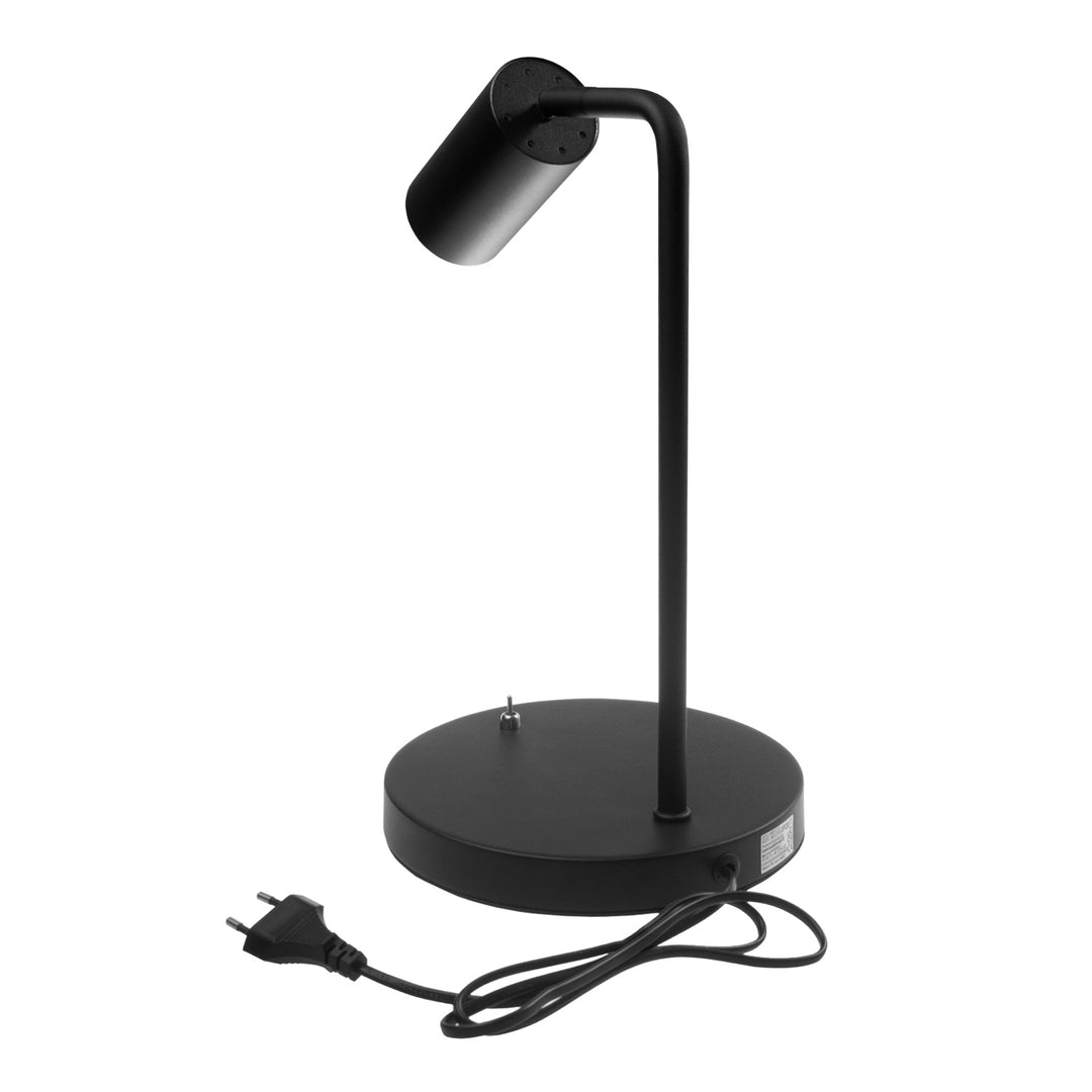 Candeeiro de mesa Maclean MCE370 B GU10, spot, redondo, GU10, com interruptor 55x90mm, preto + lâmpada LED GU10 7W Maclean Energy MCE437 WW branco quente 3000K, 220-240V~, 50/60Hz, 490lm