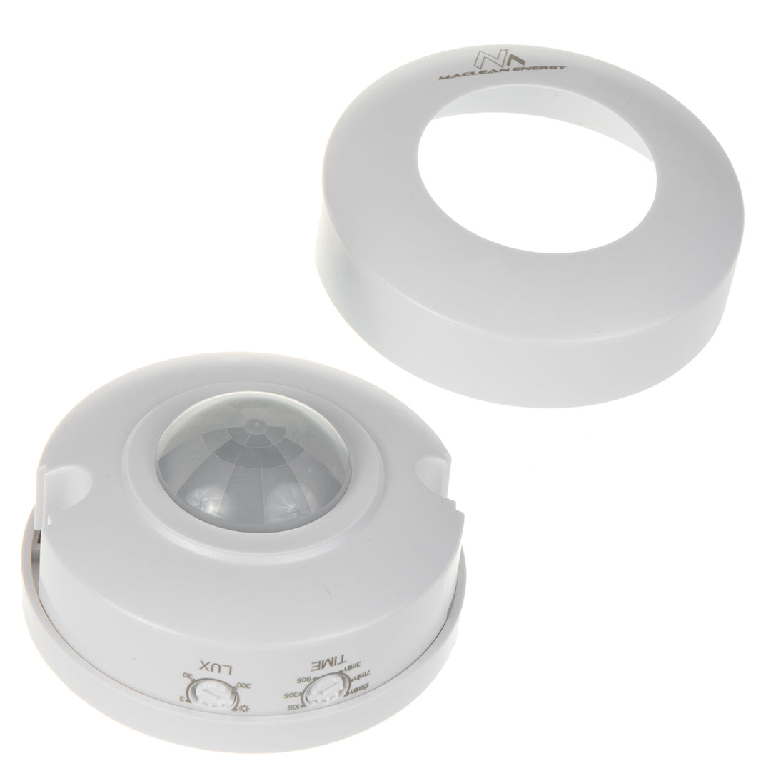 Detetor de movimento PIR Maclean MCE314 W, alcance de 6 m, montado no teto, carga máx. 1200 W, IP20, 4 peças