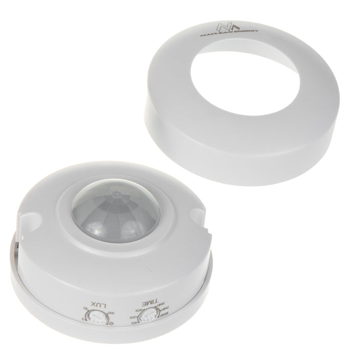 Detetor de movimento PIR Maclean MCE314 W, alcance de 6 m, montado no teto, carga máx. 1200 W, IP20, 4 peças