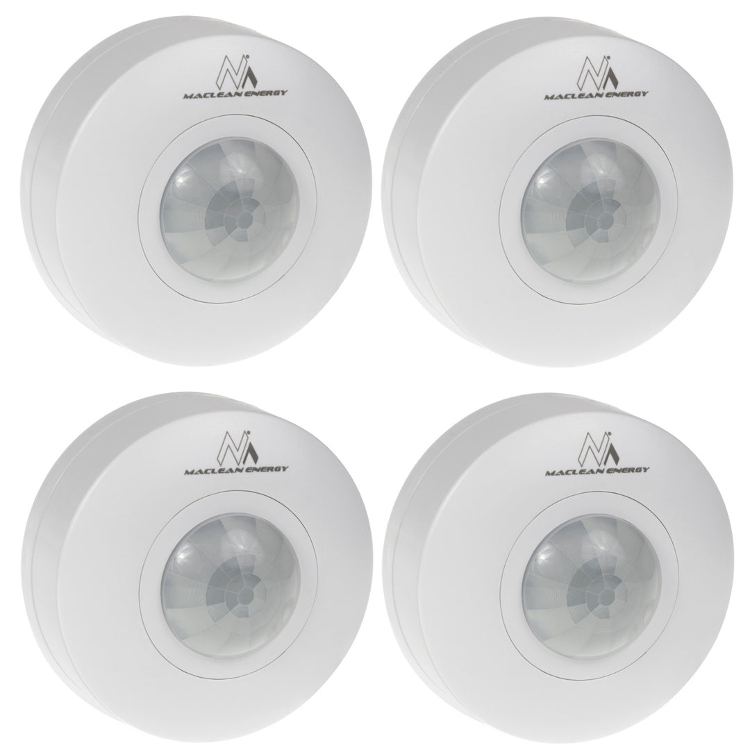 Detetor de movimento PIR Maclean MCE314 W, alcance de 6 m, montado no teto, carga máx. 1200 W, IP20, 4 peças