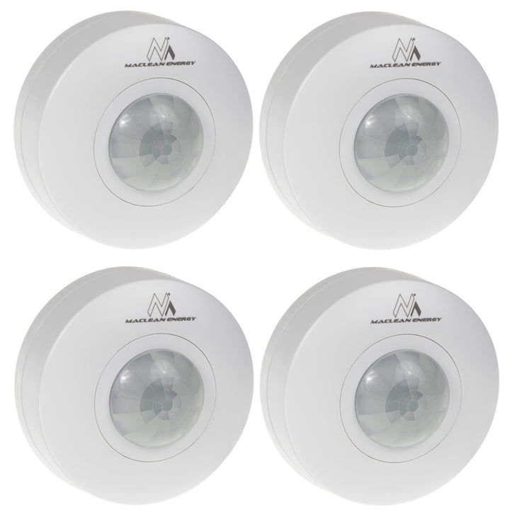 Detetor de movimento PIR Maclean MCE314 W, alcance de 6 m, montado no teto, carga máx. 1200 W, IP20, 4 peças