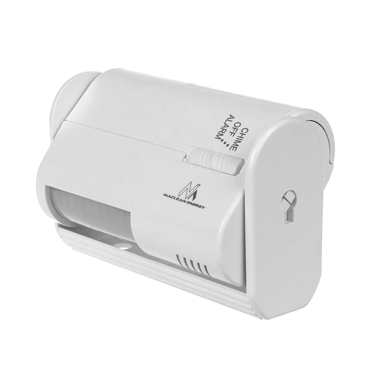 Maclean MCE311 W Dispositivo inalámbrico de señalización de entrada, Sensor PIR, Alcance 8 m, Alimentado por una pila de 9 V CC, Volumen superior a 70 dB, 2 unidades