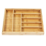 GreenBlue GB379 Conjunto de 2 organizadores de talheres em bambu, bandeja expansível, 7 compartimentos básicos e 2 amovíveis para utensílios de cozinha, organização de gavetas para talheres, dimensões: 32,5-50x43x45cm, 2 unidades