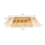 GreenBlue GB379 Conjunto de 2 organizadores de talheres em bambu, bandeja expansível, 7 compartimentos básicos e 2 amovíveis para utensílios de cozinha, organização de gavetas para talheres, dimensões: 32,5-50x43x45cm, 2 unidades