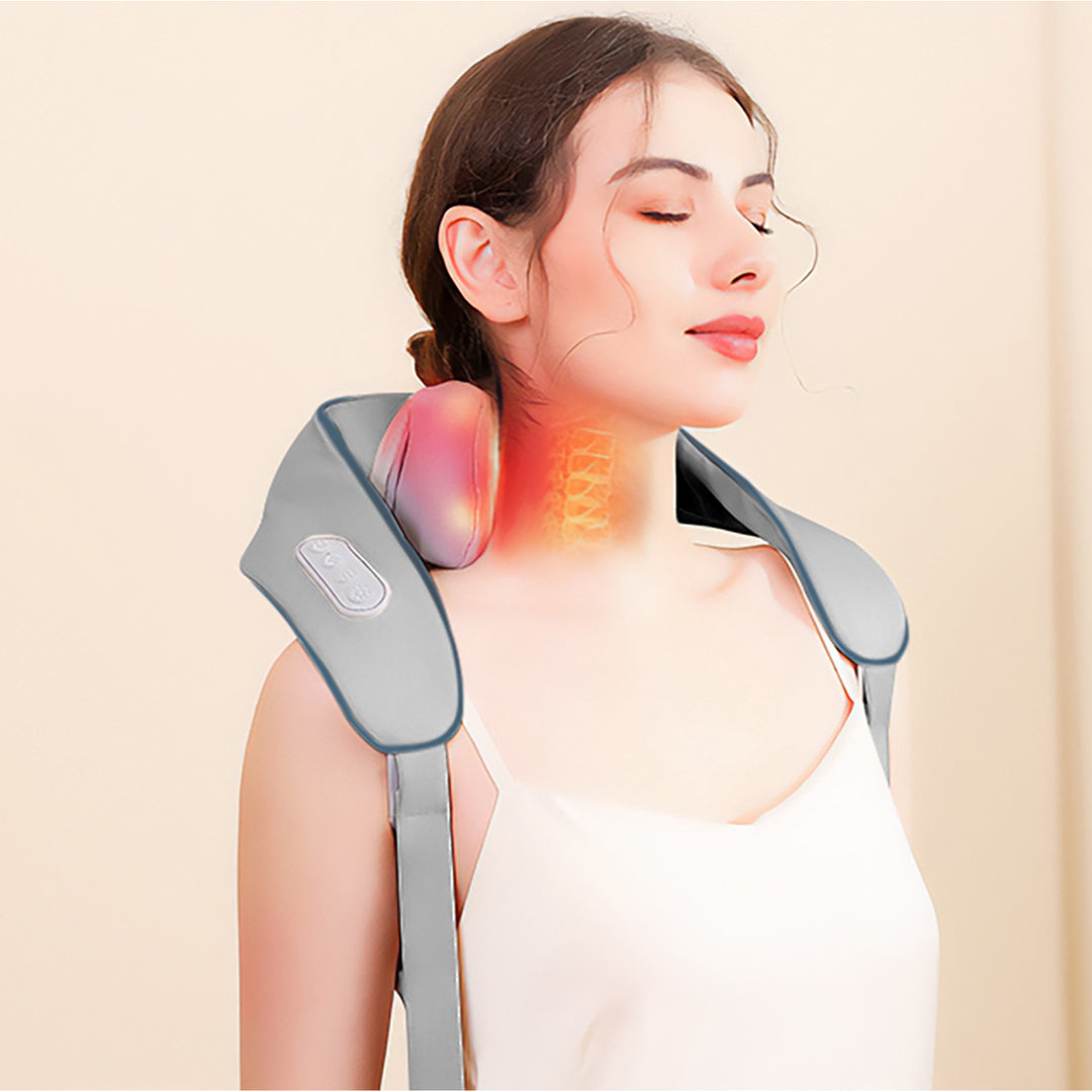 Massajador de Ombros e Pescoço Media-Tech. Shiatsu, Mãos de Imitação 5D, 6 Cabeças de Massagem, 3 Modos, 3 Velocidades, Sem fios, Porta de Carregamento USB-C