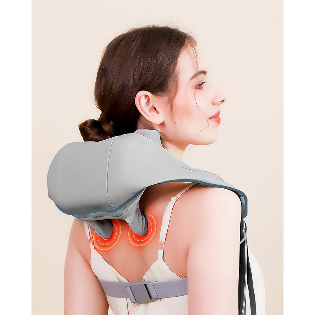 Massajador de Ombros e Pescoço Media-Tech. Shiatsu, Mãos de Imitação 5D, 6 Cabeças de Massagem, 3 Modos, 3 Velocidades, Sem fios, Porta de Carregamento USB-C