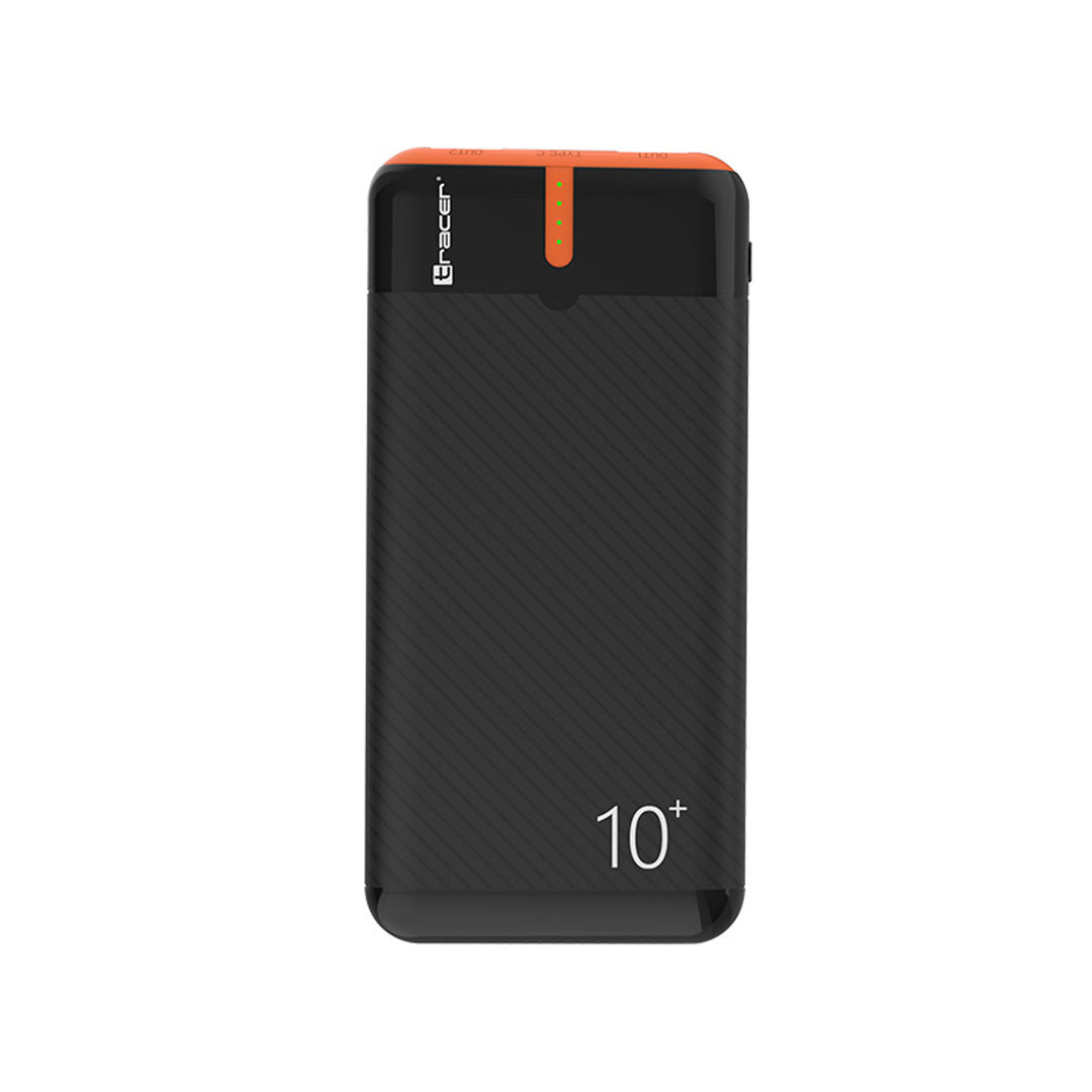Tracer Powerbank, 10000 mAh, negro y naranja, USB C, 2A, EnerGo