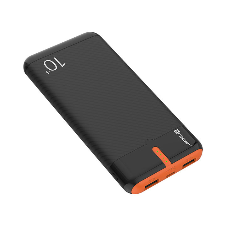 Tracer Powerbank, 10000 mAh, negro y naranja, USB C, 2A, EnerGo