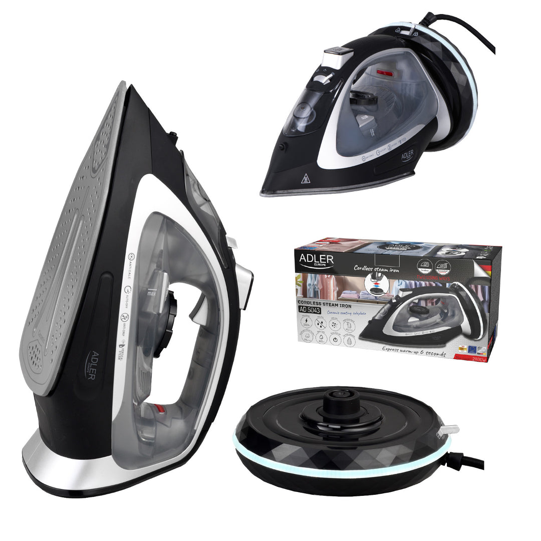 Adler AD 5043 Plancha de vapor sin cable, Plancha de cerámica, 2800 W