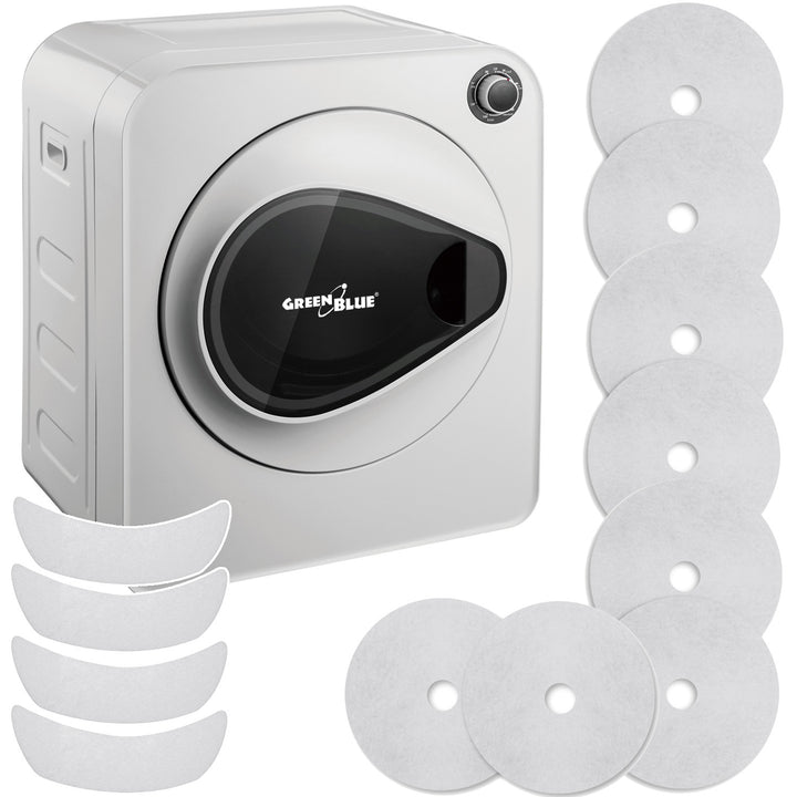 Máquina de secar roupa elétrica GreenBlue, carga de 3 kg, conjunto de filtros para máquina de secar roupa GB405 + 4 peças GreenBlue GB483, 1 entrada, 2 saídas