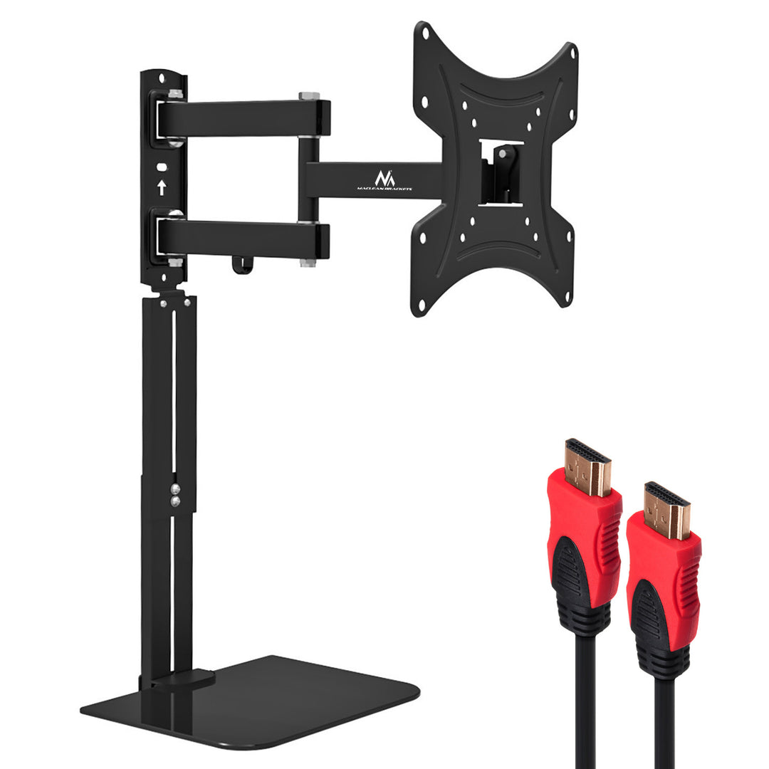 Suporte de TV Maclean com prateleira para DVD, VESA 200x200, 23"-43", 25 kg, MC-771A + HDMI 2.0 4K 3D UHD 1,8 m CABO 48 bits