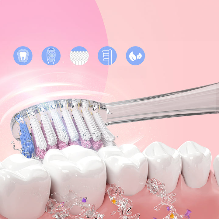 Escova de dentes sónica para criança SEAGO, rosa, 3 pontas, SG-977 rosa + Escova de dentes sónica para criança SEAGO, verde, 3 pontas, SG-977 verde