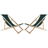 Woodok Conjunto de 2 tumbonas de playa, Color verde| Incluida mesa de centro de madera