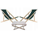 Woodok Conjunto de 2 tumbonas de playa, Color verde| Incluida mesa de centro de madera