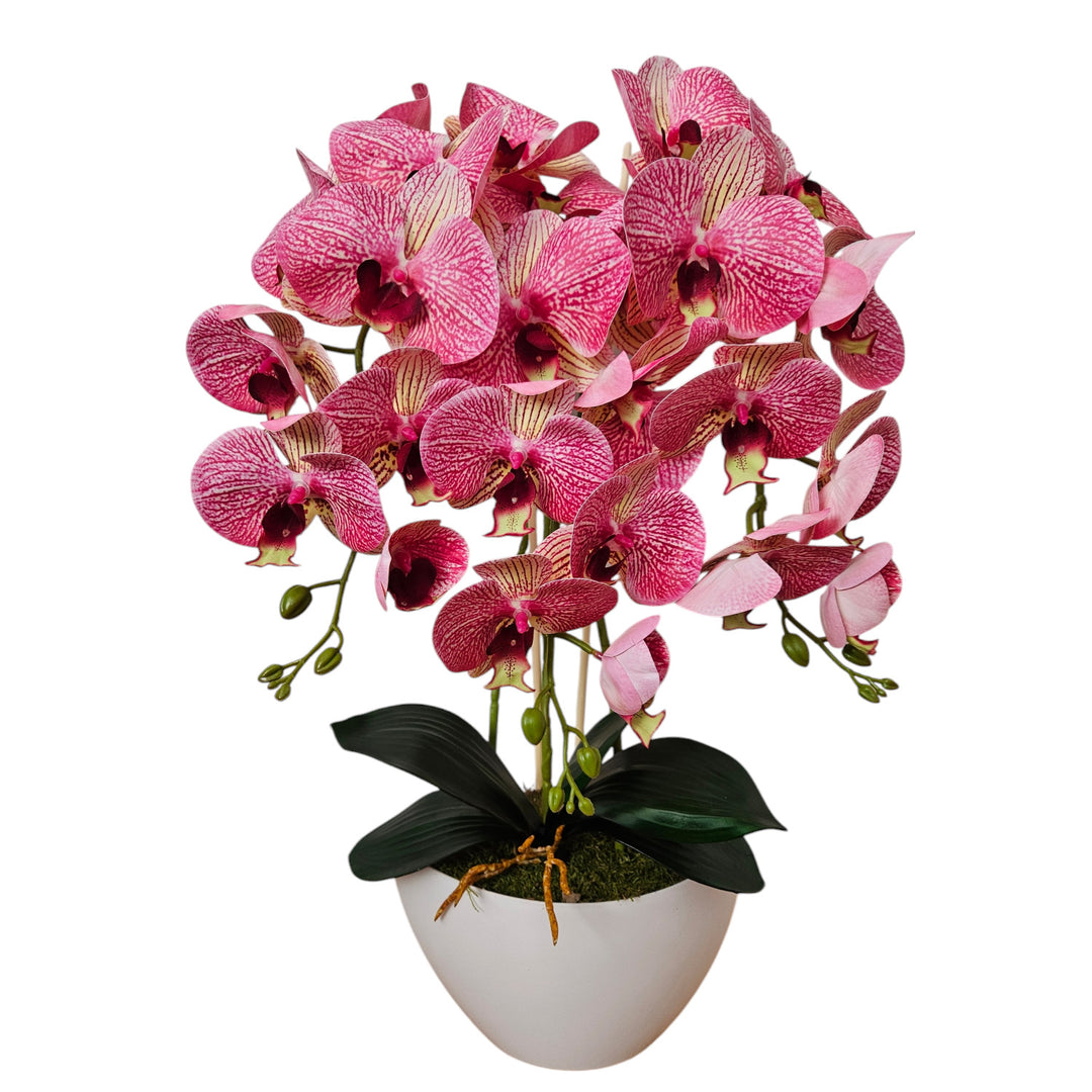Orquídea artificial de borracha Damich, vaso branco, 3pgrk2