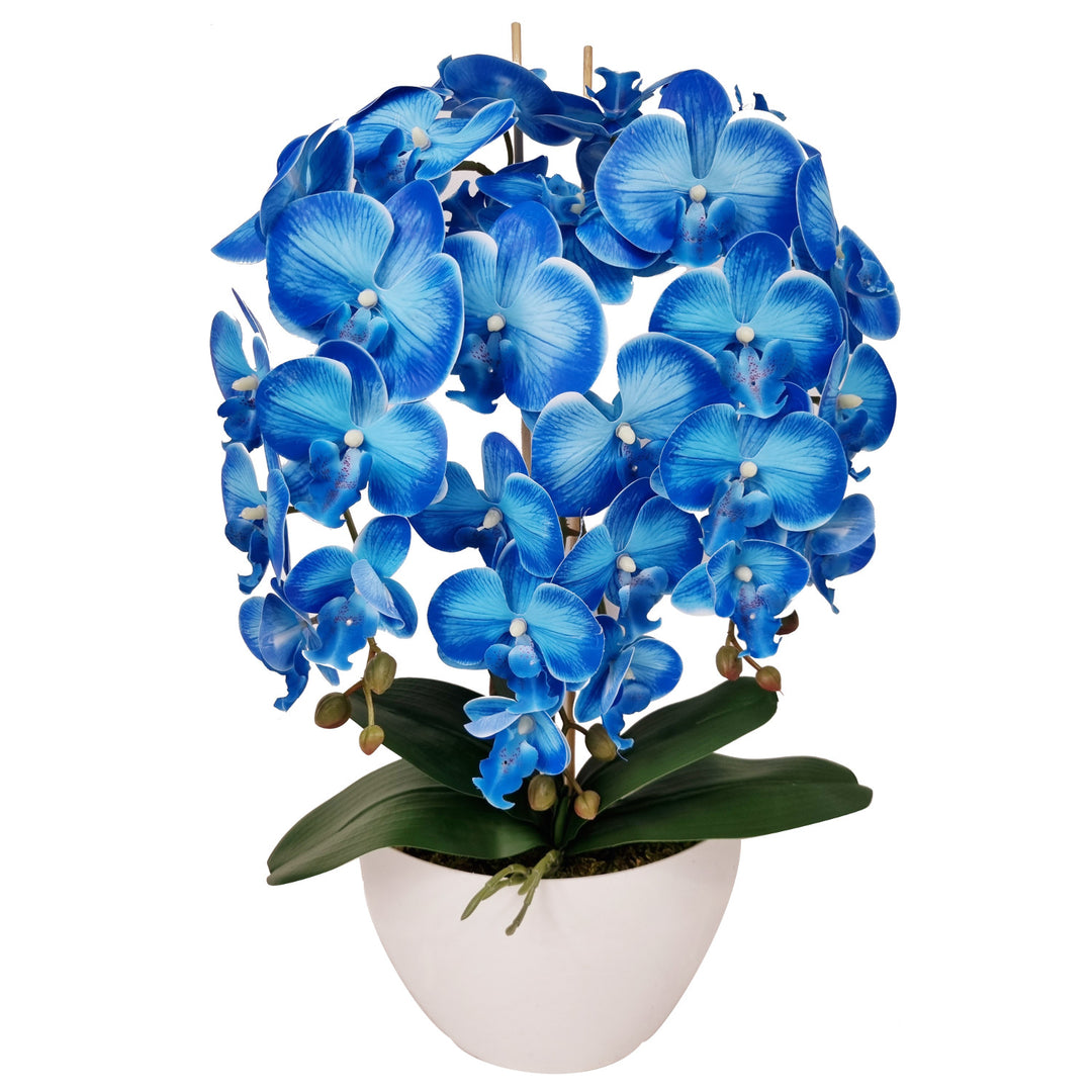 Orquídea artificial de borracha Damich, vaso branco, 3pgnb