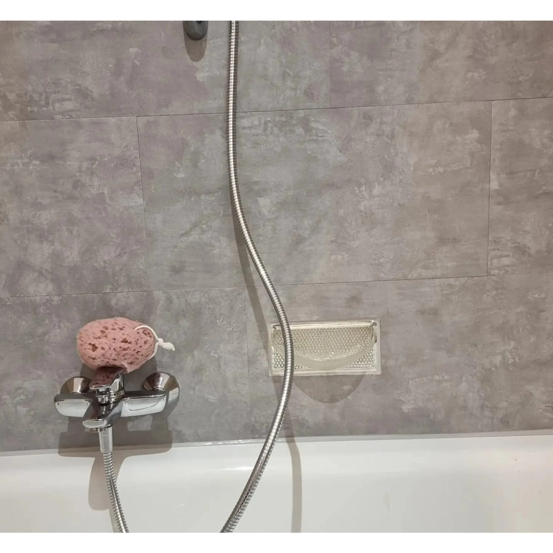 Azulejos autocolantes para pavimento e parede Fliesana, conjunto de 3, impermeáveis, padrão de betão cinza claro