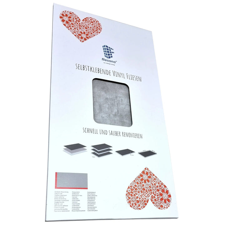 Azulejos autocolantes para pavimento e parede Fliesana, conjunto de 3, impermeáveis, padrão de betão cinza claro