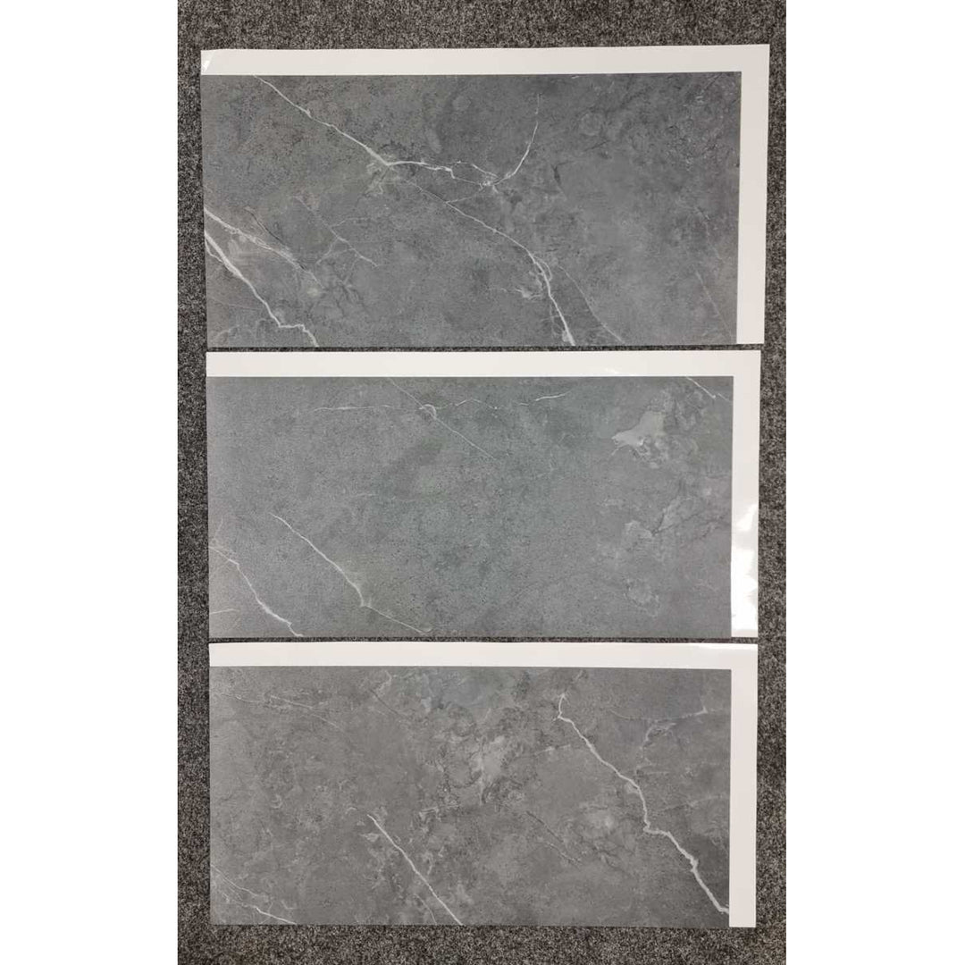 Fliesana Baldosas autoadhesivas para suelos y paredes, juego de 3, impermeables, diseño de piedra natural, color gris oscuro