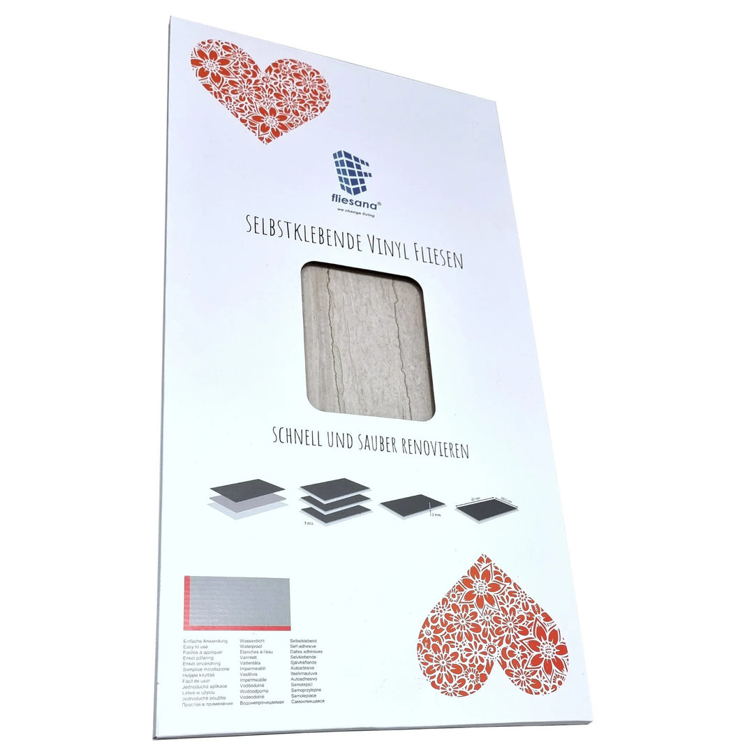 Azulejos autocolantes para parede e pavimento Fliesana, conjunto de 3, impermeáveis, padrão de pedra natural (penhasco)