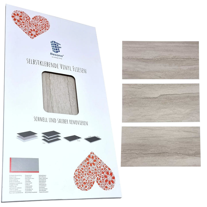 Azulejos autocolantes para parede e pavimento Fliesana, conjunto de 3, impermeáveis, padrão de pedra natural (penhasco)