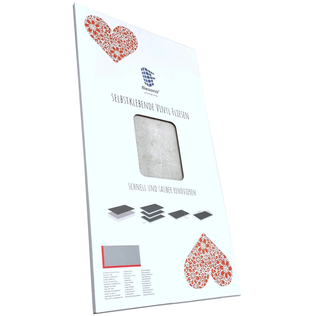 Azulejos autocolantes para parede e pavimento Fliesana, conjunto de 3, impermeáveis, cinzento claro