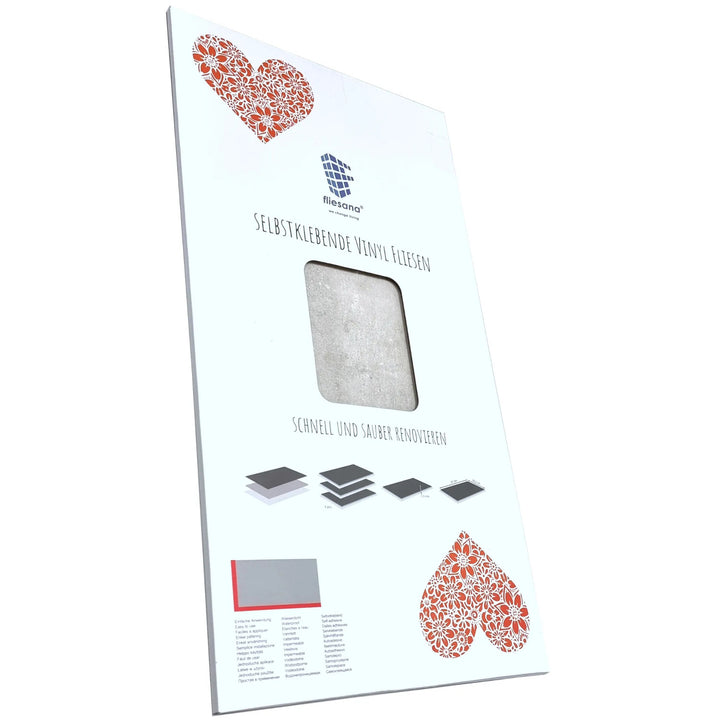 Azulejos autocolantes para parede e pavimento Fliesana, conjunto de 3, impermeáveis, cinzento claro