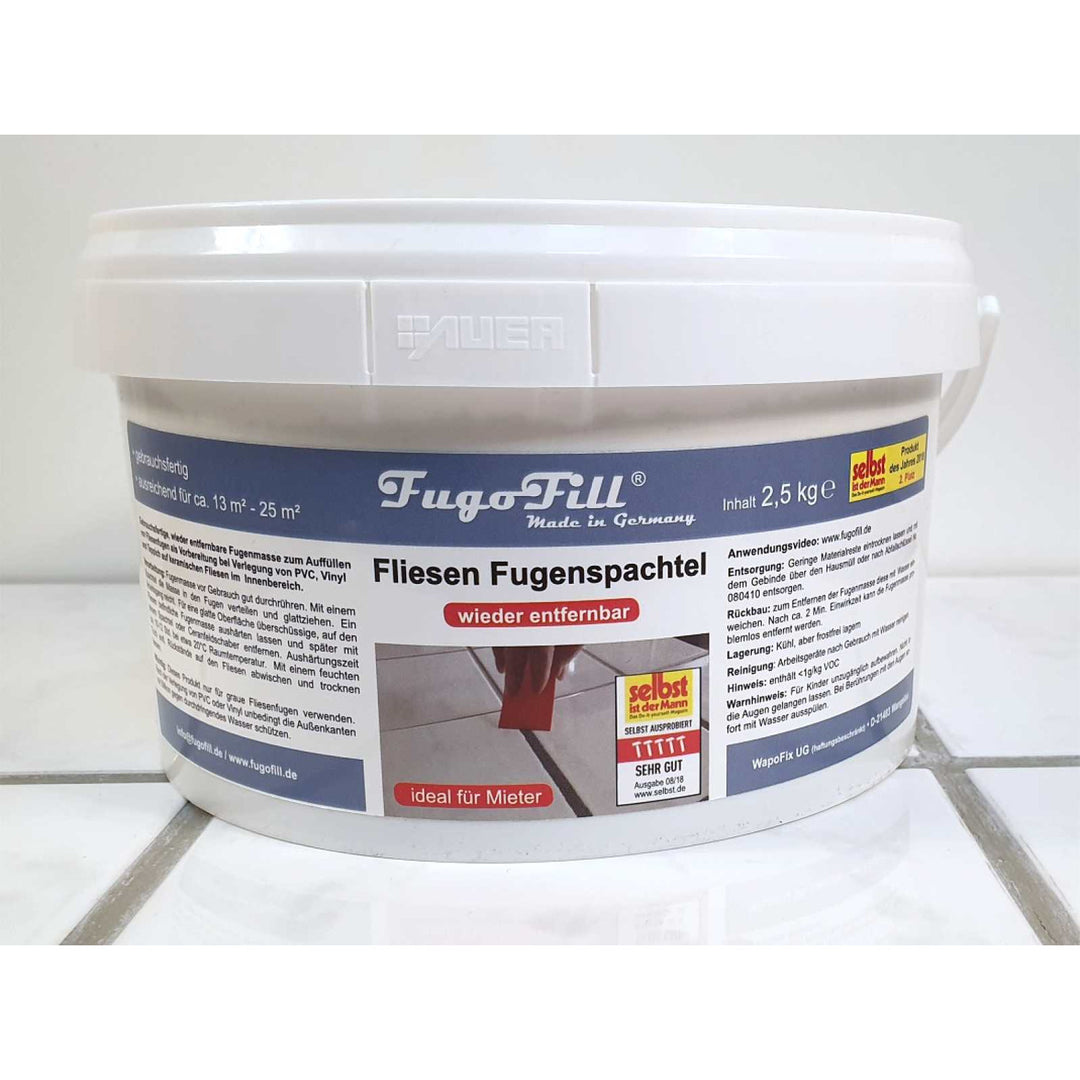 Composto para juntas de azulejos amovíveis FugoFill, 2,5 kg, cinzento