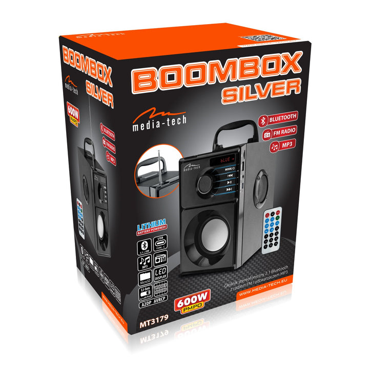 Coluna de som sem fios Media-Tech, Bluetooth 5.1, rádio FM, AUX, RMS 15 W, MT3179
