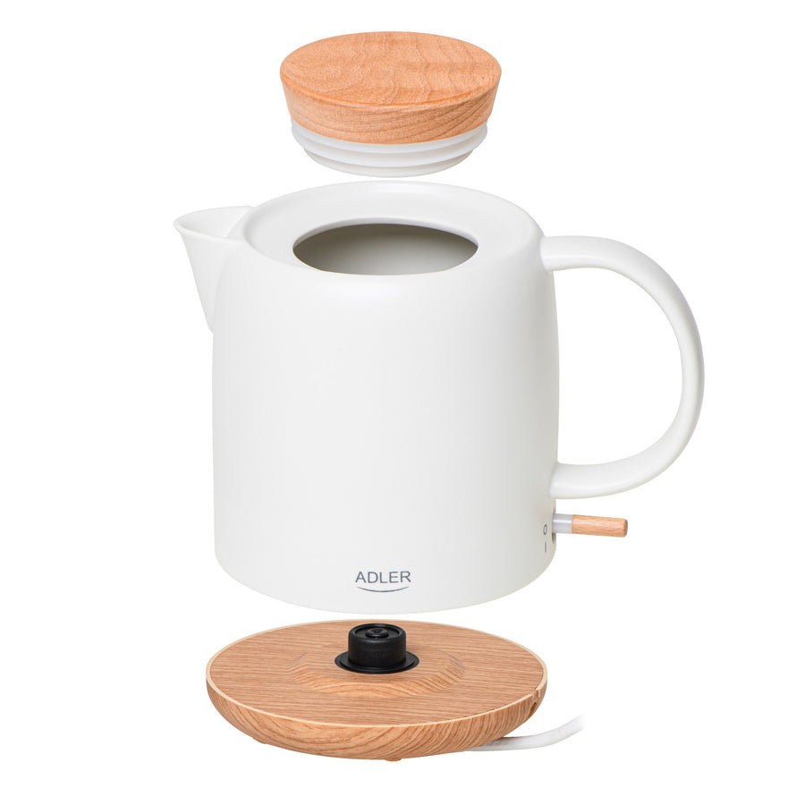 Adler AD 1304 Hervidor eléctrico de cerámica 1,0L, 1200W, Color crudo