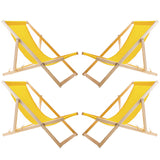 Woodok Juego de cuatro tumbonas, Tumbona plegable, Color amarillo