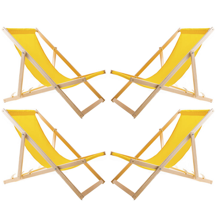 Woodok Juego de cuatro tumbonas, Tumbona plegable, Color amarillo