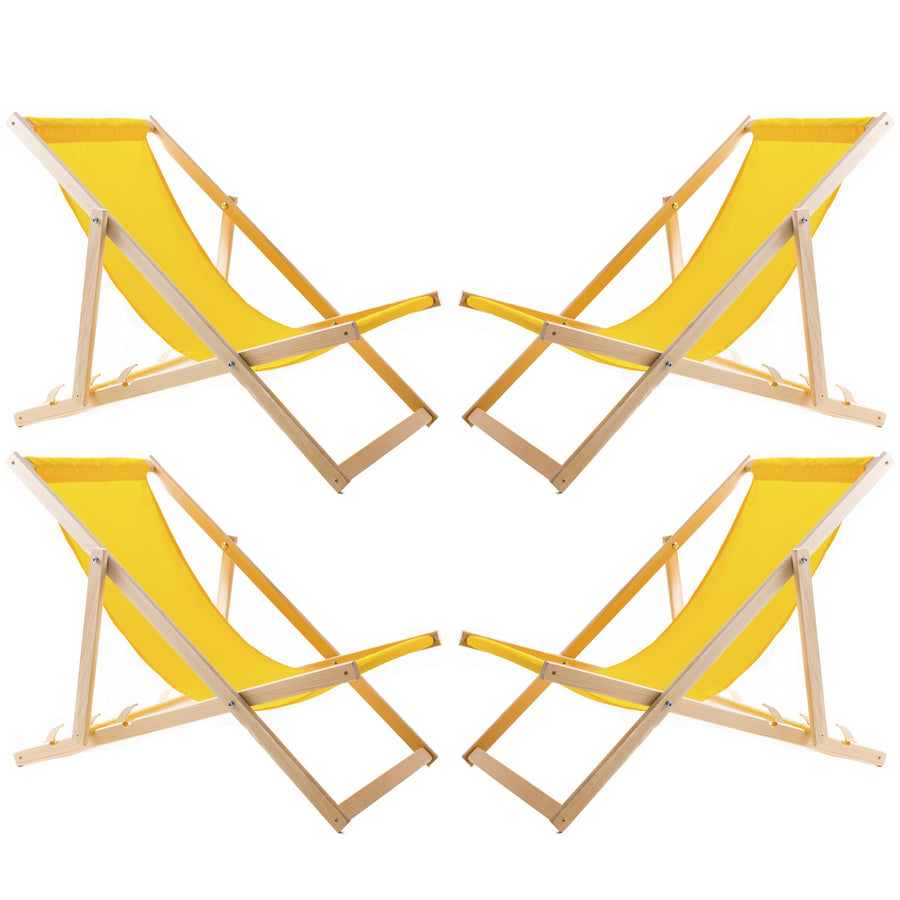 Woodok Juego de cuatro tumbonas, Tumbona plegable, Color amarillo
