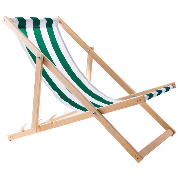 Conjunto de quatro espreguiçadeiras Woodok, espreguiçadeira dobrável, cor verde às riscas